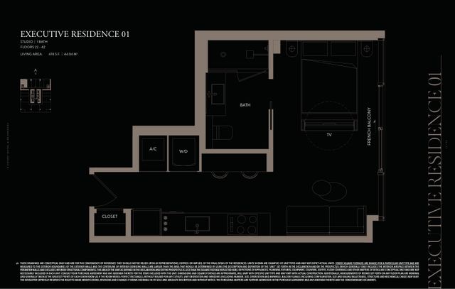 Executive Residence 01 floor plan, E11EVEN Hotel and Residences