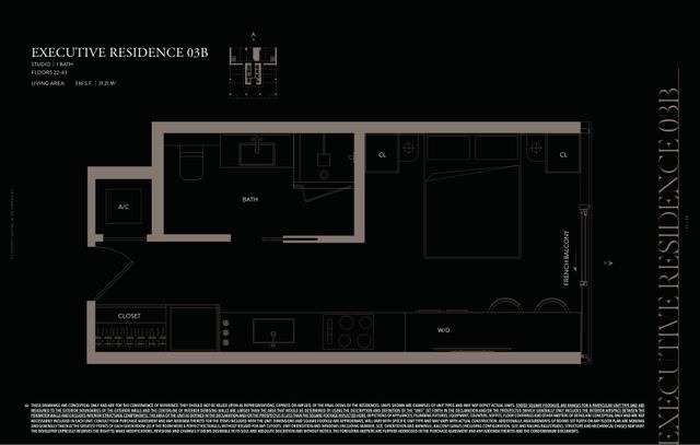 Executive Residence 03B floor plan, E11EVEN Hotel and Residences