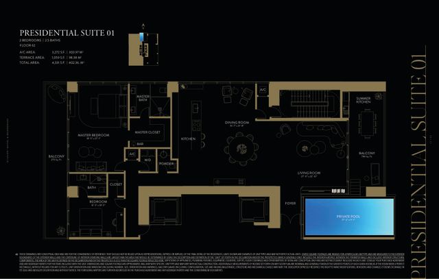 Presidential Suite 01 floor plan, E11EVEN Hotel and Residences