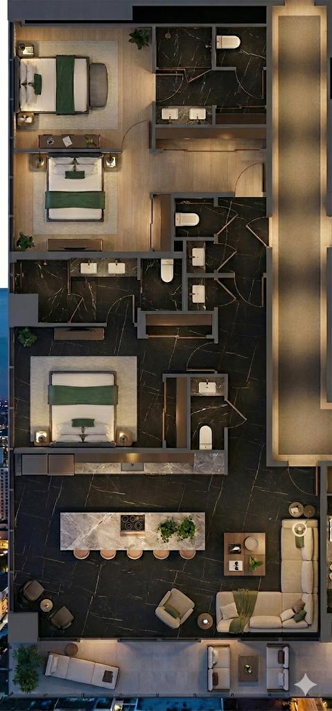 Residence 5802 floor plan, E11EVEN Hotel and Residences