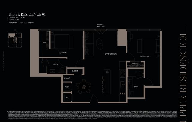 Upper Residence 01 floor plan, E11EVEN Hotel and Residences