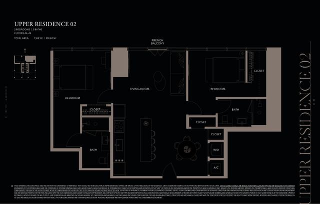 Upper Residence 02 floor plan, E11EVEN Hotel and Residences