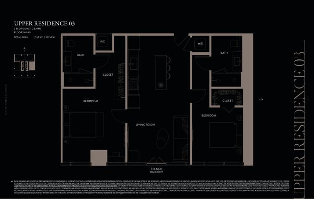 Upper Residence 03 floor plan, E11EVEN Hotel and Residences