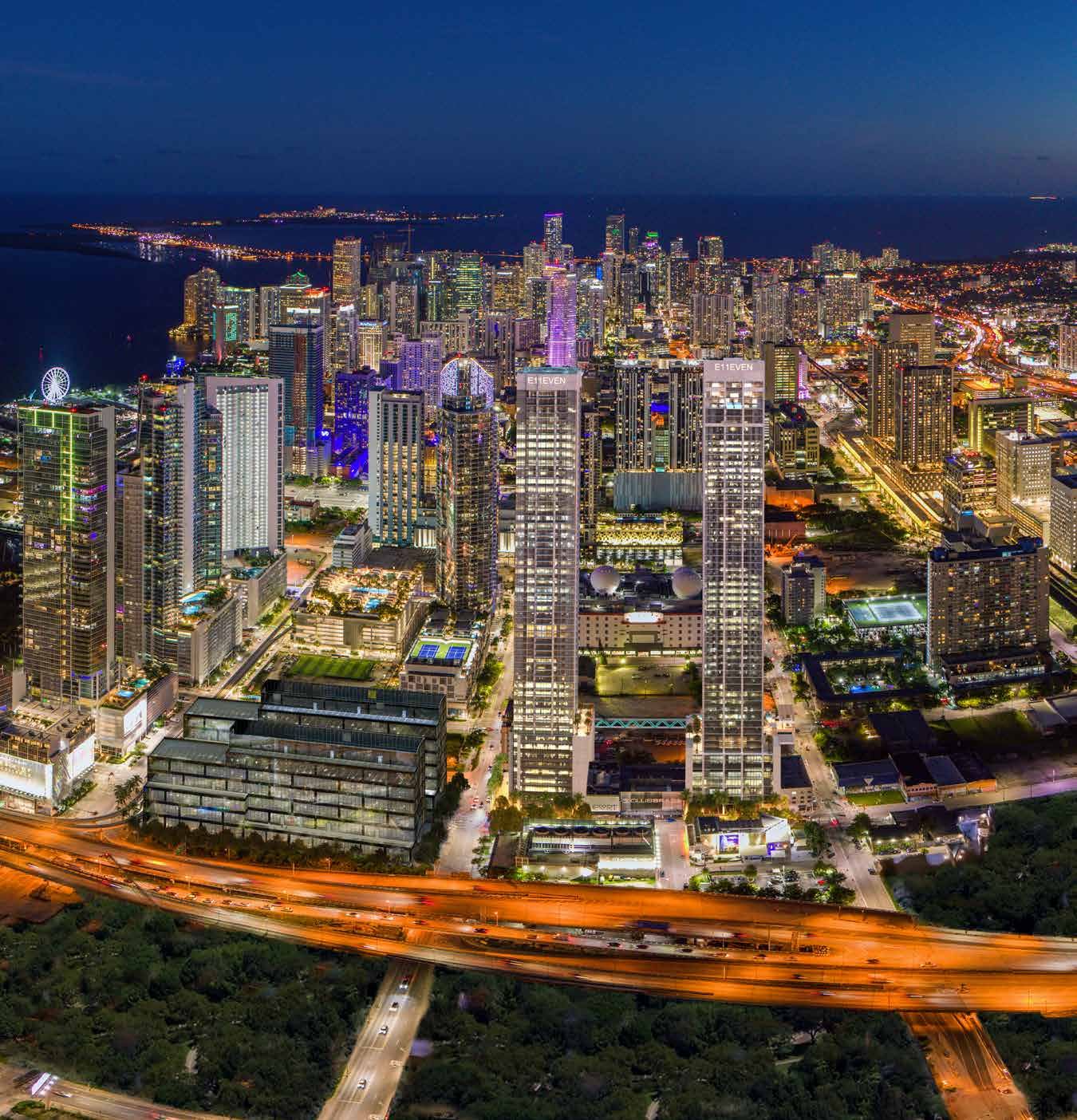 E11EVEN Residences Beyond and E11EVEN Hotel and Residences towers in Park West, Downtown Miami
