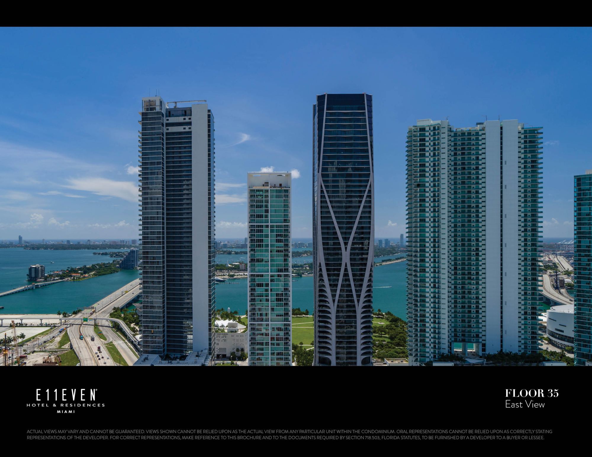 E11EVEN Club Collection, view east from floor 35 toward Biscayne Bay