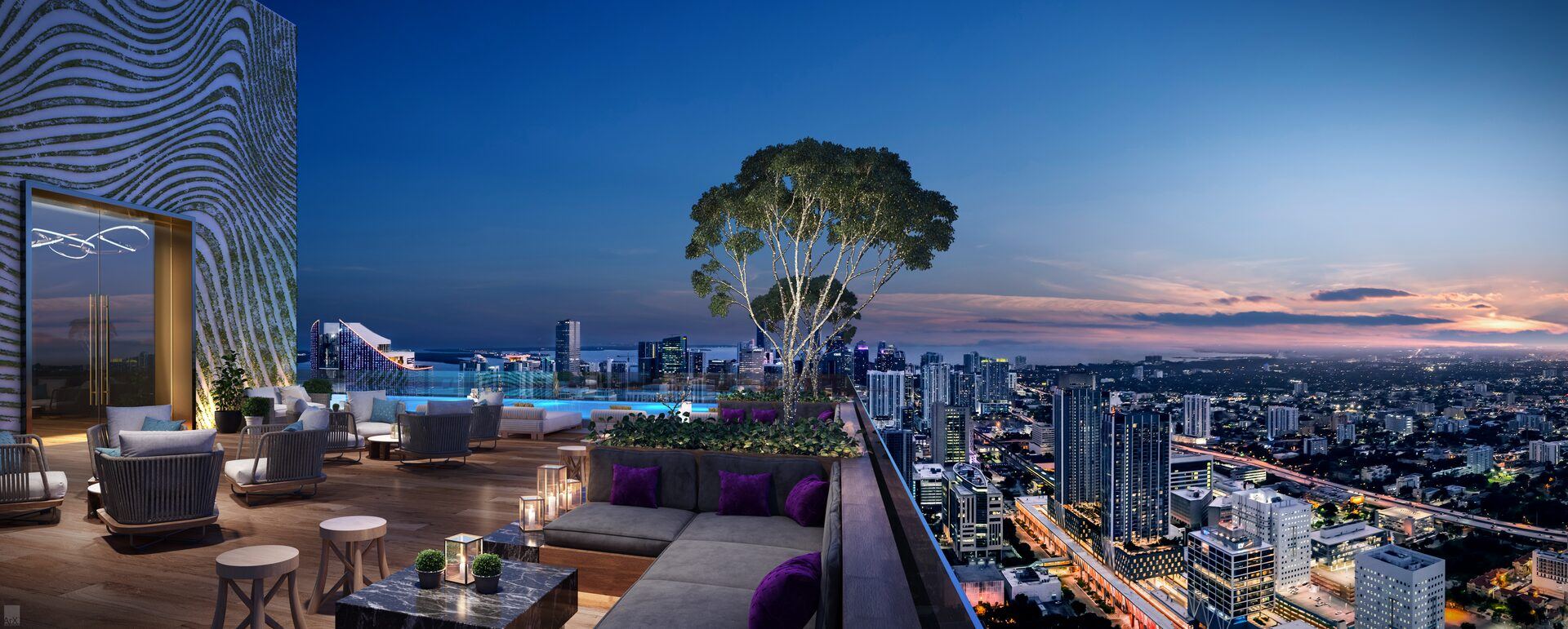 E11EVEN Club Collection, Tower 1 terrace with skyline view