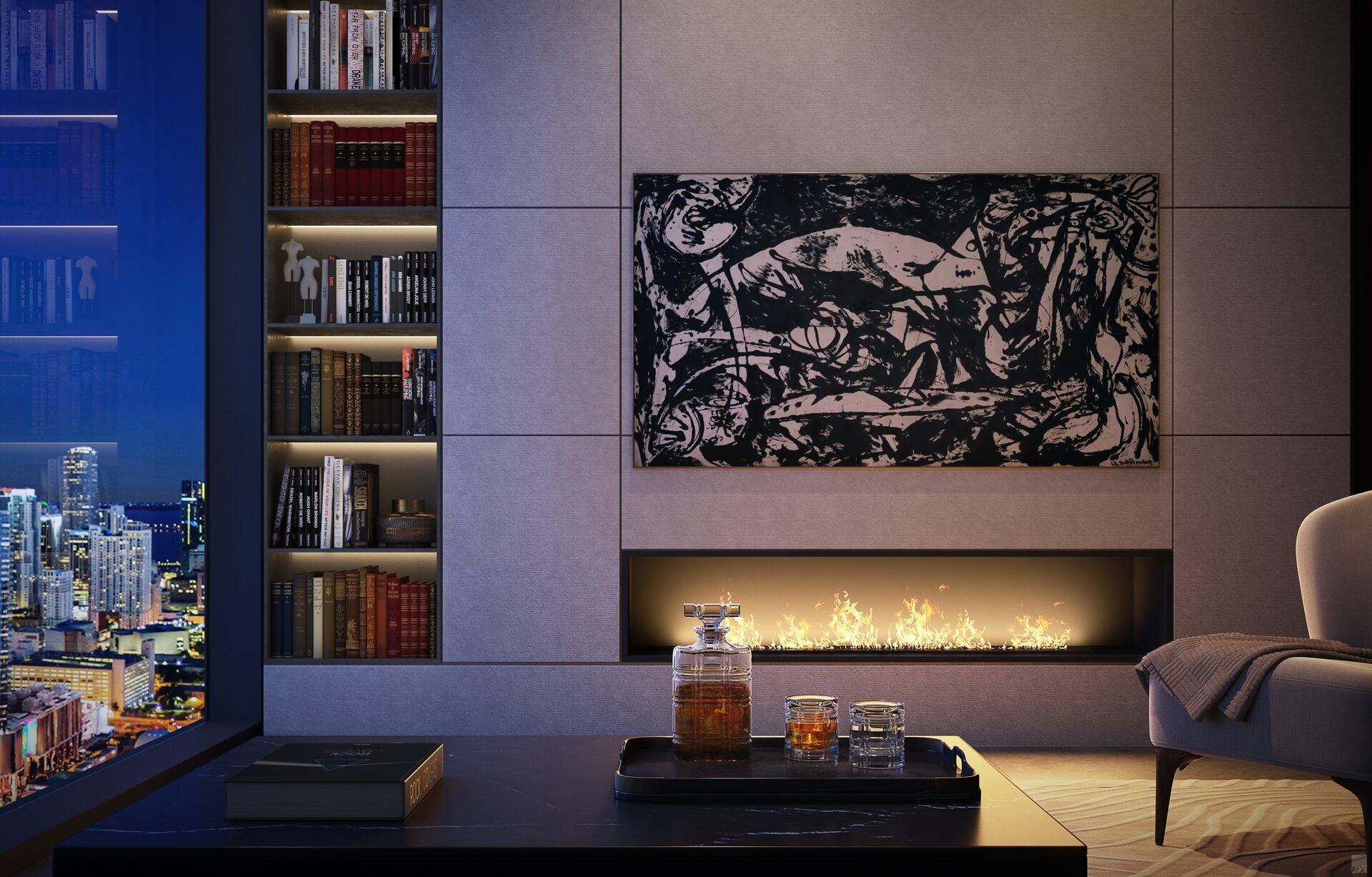 E11EVEN Club Collection, Tower 1 two-bedroom residence, line 08, living room