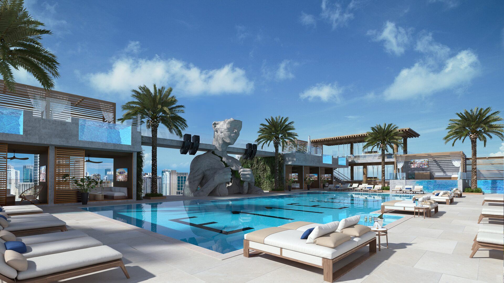 E11EVEN Club Collection, pool deck cabanas, Tower 1